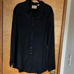 Scully Black Men's Shirt with Intricate Embroidery